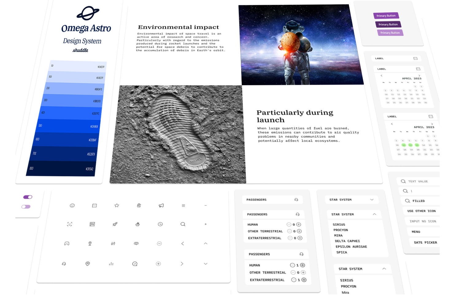 Omega Astro, Shuddle's design system