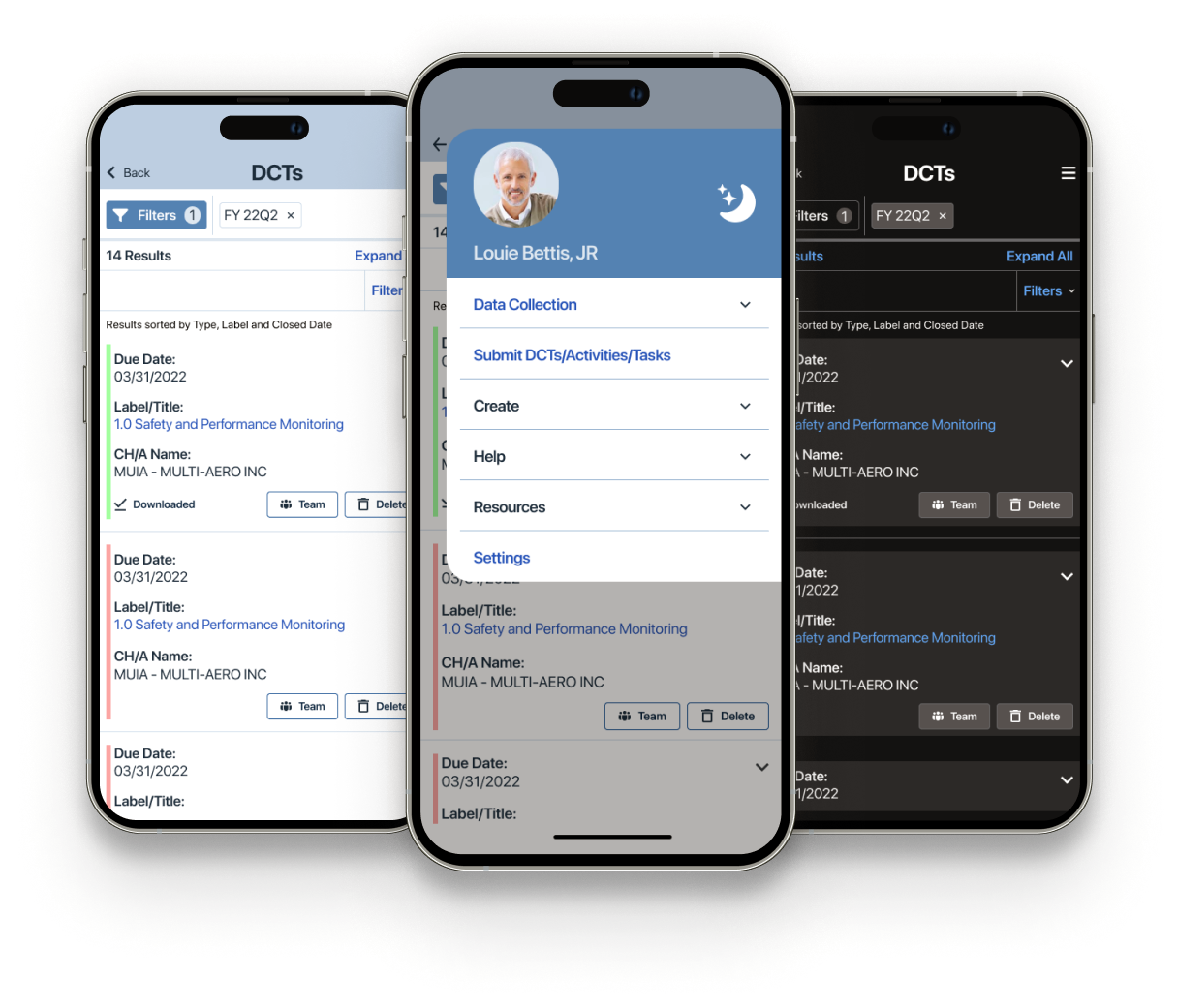 Data Collection mobile app screens